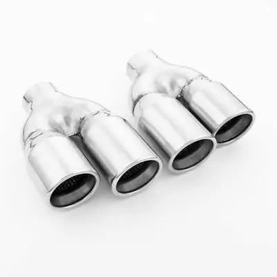 Quad 3  Out Resonated Exhaust Tips 2.25  In Staggered Polished Stainless Steel • $234.26