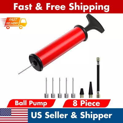 Ball Pump Air Inflator Kit Needles Hand Pumps Basketball Football Volleyball • $7.78