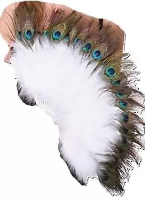 Zucker Feather - Marabou Fan - White & Peacock • $30