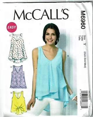 McCalls #M6960 Tops Or Tunics W/variations Pattern Size Xsm-Med Or Lrg-Xxl Uc • $8.99