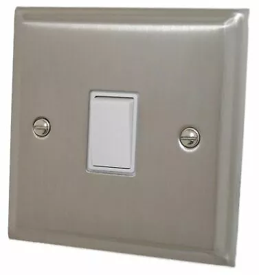 G&H DSN1W Deco Plate Satin Nickel 1 Gang 1 Or 2 Way Rocker Light Switch • £14.80