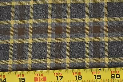 16  Long Vintage Brown & Gold Plaid Mid-Weight Woven Cotton P1361 • $3.50