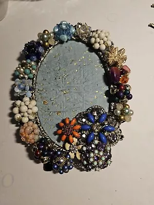 Mixed Media Vtg Picture Frame Jewelry Art Clip Earrings Cottagecore 40s 50s OOAK • $38