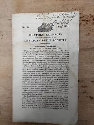 August 1851 Monthly Extraction American Bible Society August. John Adams  • $35