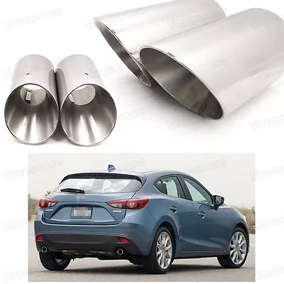 2x Silver Car Exhaust Muffler Tip Tail Pipe End Trim For Mazda 3 Hatchback #4042 • $47.40