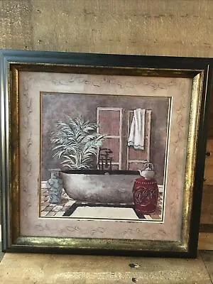 C Winterle Olson Framed Wall Art Tub  🛀 Towel Teapot Plant 14.5 X 14.5” • $21.25