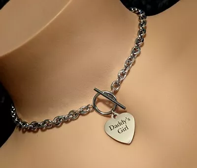 Day Collar Choker W/ Engraved Heart * Daddy's Girl * BDSM Kink  • $25