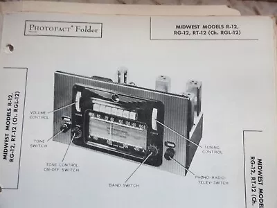 Vintage Sams Photofact Manual MIDWEST MODELS R-12 RG-12 RT-12 • $6.95