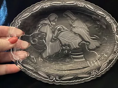 Mikasa Celebrations Nativity Crystal Glass Frosted Plate Christmas Serving Dish • $5.99