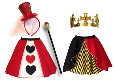 Women's QUEEN HEARTS Skirt Fancy Dress Halloween Costume • £9.99