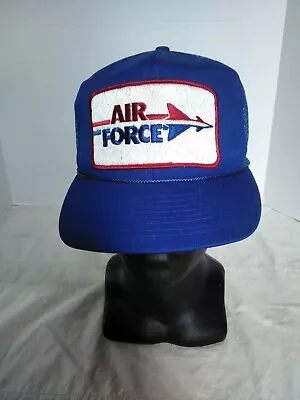 Air Force Hat Trucker Snapback Cap Mesh Blue Adult Vintage 90s Military Airplane • $19.99