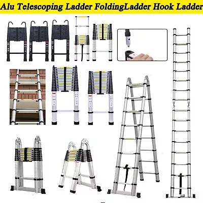 2M-6M Telescopic Ladder Hook Ladder Multi-Purpose Extendable Folding Ladders  • £22