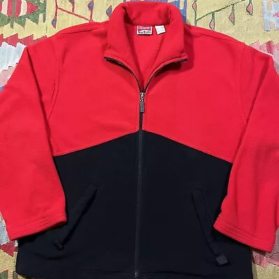 Vintage 90s Marlboro Unlimited Black & Red Full Zip Fleece Jacket Men’s Large • $14.99