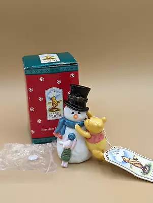 Disney Midwest Cannon Falls Porcelain Pooh Piglet Snowman Trinket Box Hinged • $23.99