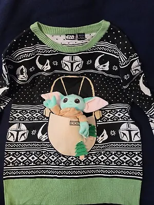 $35 • Buy STAR WARS 3D Toy Baby Yoda Grogu Ugly Christmas Sweater Mandalorian Disney 
