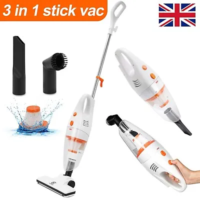 3-in-1 Stick Vacuum Cleaner Upright Handheld Bagless Hoover Vac Lightweight 600W • £22.45