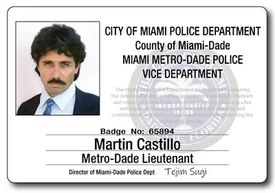 Miami Vice Martin Castillo Name Badge Tag Prop Halloween Cosplay Safety Pin Back • $15.24