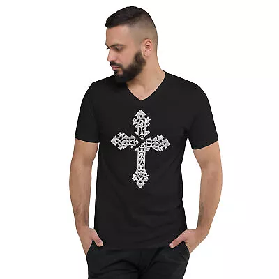 Broken Holy Cross Unisex Short Sleeve V-Neck T-Shirt • $27.67