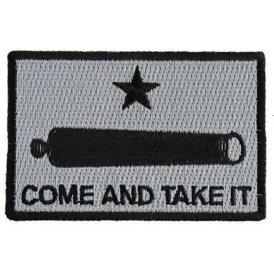 Embroidered Patch (Iron-On) Come And Take It Cannon (Gonzales Flag) 3  X 2  • $7.49