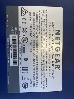 NETGEAR JGS516v2 ProSAFE 16-Port Unmanaged Gigabit Switch • £0.99