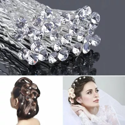 20pcs Crystal Diamante 8mm Bridal Hair Pins Clips Accessories Hairpins Wedding • $5.38