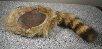 Vintage Raccoon Fur Hat With Ringtail Daniel Boone Style Youth • $28