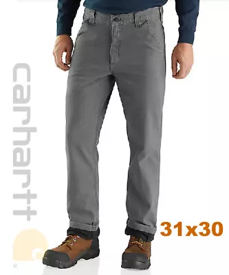 Carhartt Men's Rugged Flex Relaxed Fit Canvas Flannel-Lined Work Pants 31x30 • $19.95