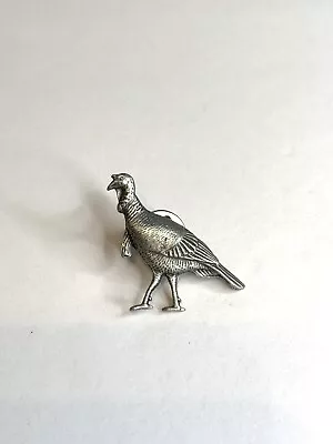 Vintage Silver Tone Wild Turkey Lapel Hat Pin Brooch • $11.99