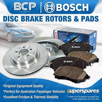 Front BCP Disc Rotors + Bosch Brake Pads For Holden Cruze YG 1.5L 02 - 06 • $153.71