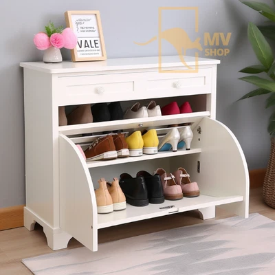 $55.90 • Buy Shoe Cabinet Bench Shoes Organiser Storage Rack Cupboard White 15 Pairs / Artiss