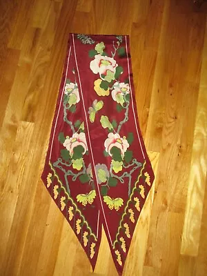 Metropolitan Museum Of Art? Maroon Green Butterflies Floral 100% Silk Scarf 73  • $29