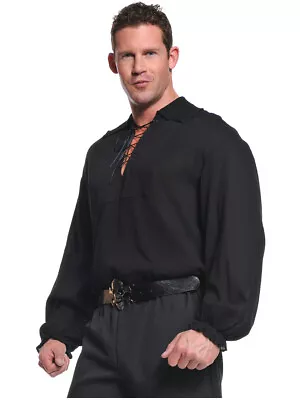 Men's Seven Seas Pirate Black Costume Shirt Large 42-46 • $21.78