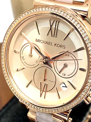 Michael Kors Women's Watch MK6560 Sofie Quartz Chronograph 39mm Rose Gold Steel • $89.07