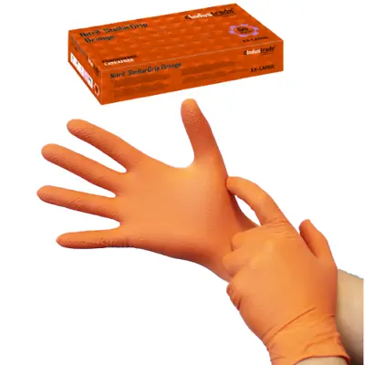 Extra Strong Thick Diamond Grip Nitrile Gloves Orange Black Mechanic Tattoo • £8.49