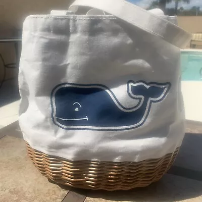 New~Vineyard Vines Straw Whale Picnic Tote~White Canvas Bag~Rough Sea~NWT~Target • $59.68