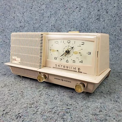 General Tube Radio Alarm Clock GE C-422B Vintage 1960's MCM PINK Works • $165