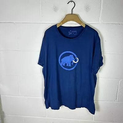 Mammut Shirt Mens 2XL XXL Blue Mammoth Hiking Outdoor Spell Out Cotton Casual • £23.95