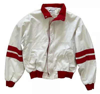 Vintage BF Goodrich Swingster Jacket Mens Large USA Red White Red Stripe Bomber • $28