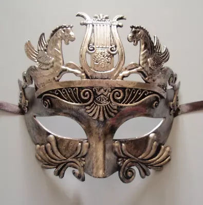 Mens Egyptian/Roman/Venetian Party Masquerade Silver Face Mask *NEW*  • £18.16