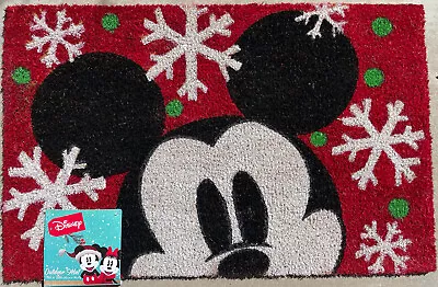 NEW Disney Mickey Mouse Head Snowflake Outdoor Holiday Door Mat Christmas NWT • $29.94