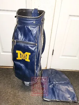 Vintage University Of Michigan Collectible Navy Golf Bag W/ Rain Cover 3 Divider • $209.98