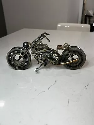 Motorcycle Metal Artwork Collector Piece Chopper Made Of Parts Heavy • $200