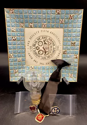 VINTAGE 1961 MASONIC 175TH ANNIVERSARY PLATE FUNERAL TIE LIGHT BULB And 2 PINS • $42.50