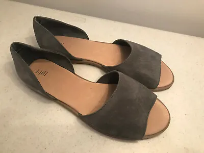 J Jill PJ Open Toe D'Orsay Flats Grey Onyx Size 10M • $29.99