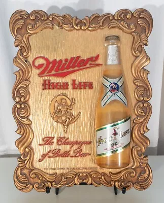 MILLER HIGH LIFE COMPOSITE BEER SIGN W/ BOTTLE MILWAUKEE WISCONSIN GIRL ON MOON • $51.99