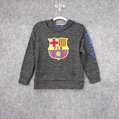 FCB Barcelona Hoodie Boy Med Gray FC Football Soccer Sweatshirt Sweater Pocket • $18.13