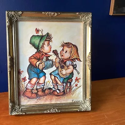 Vintage Hummel Goebel Style Print By Evan’s Ornate Gold Gilded Frame 10 X 8 “ • $24.65