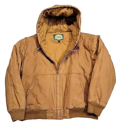 Vintage Cabela's Quilted Lined Brown Carhartt Style Embroidered Jacket Men's XL • $60