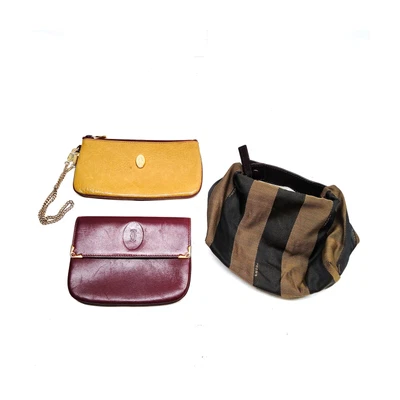 $5.50 • Buy Cartier Accessories Pouch Bag Fendi  3 Set   Leather Nylon Leather 1917784
