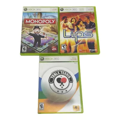 Lot Of 3 Xbox 360 Video Games Monopoly Lips Table Tennis • $16.99